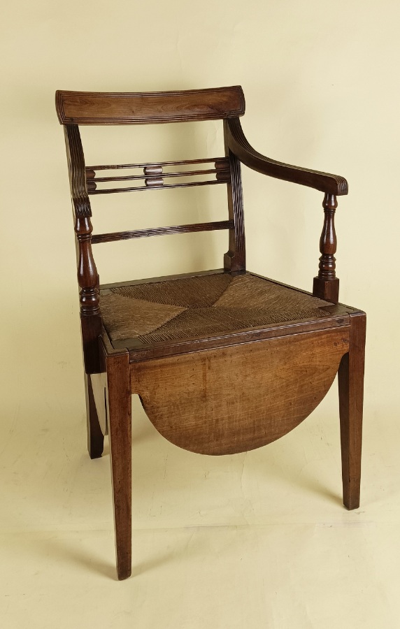 Regency mahogany commode elbow open armchair